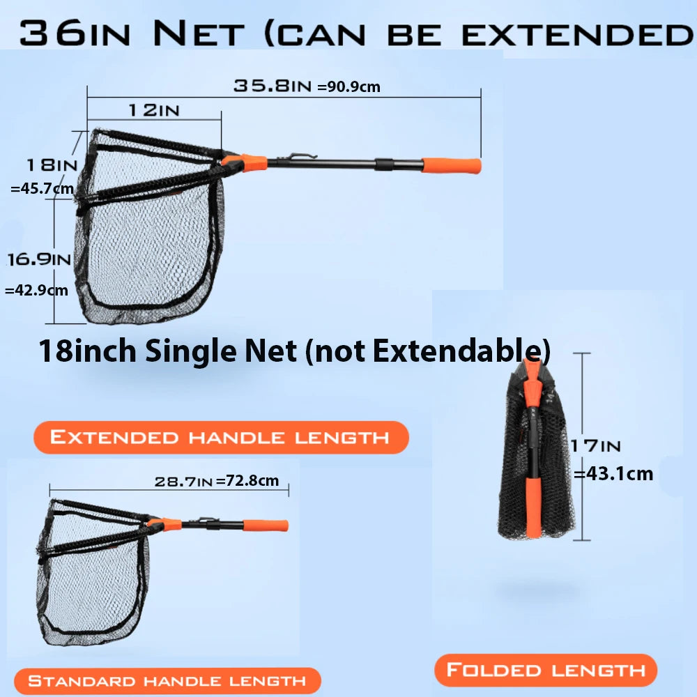 KastKing Pontus Fishing Net Landing Net Foldable & Lightweight Freshwater Fishing Landing Net with Built in Length Scale