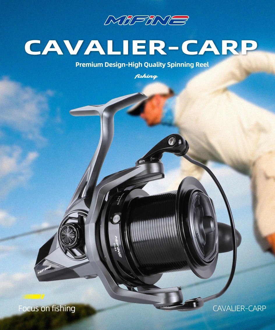 MIFINE CAVALIER CARP Fishing Reel 12KG Max Drag 8000-10000 Spinning Reel 5.1:1 Saltwater Freshwater 7+1BB Big Spool Carp Fishing