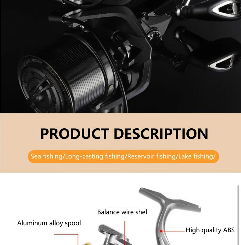 8000-14000 Series 17+1 Bearing Ultralight Long Casting Spinning Wheel Aluminum Alloy Spool 4.8:1 High Speed Fishing Reel