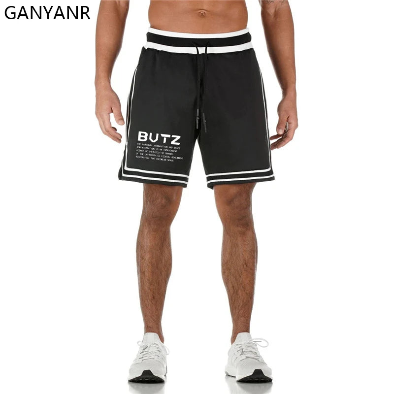 GANYANR Running Shorts Men Gym Sport Crossfit Fitness Training Basketball Sportswear Jogging Pants Soccer Workout Transparent