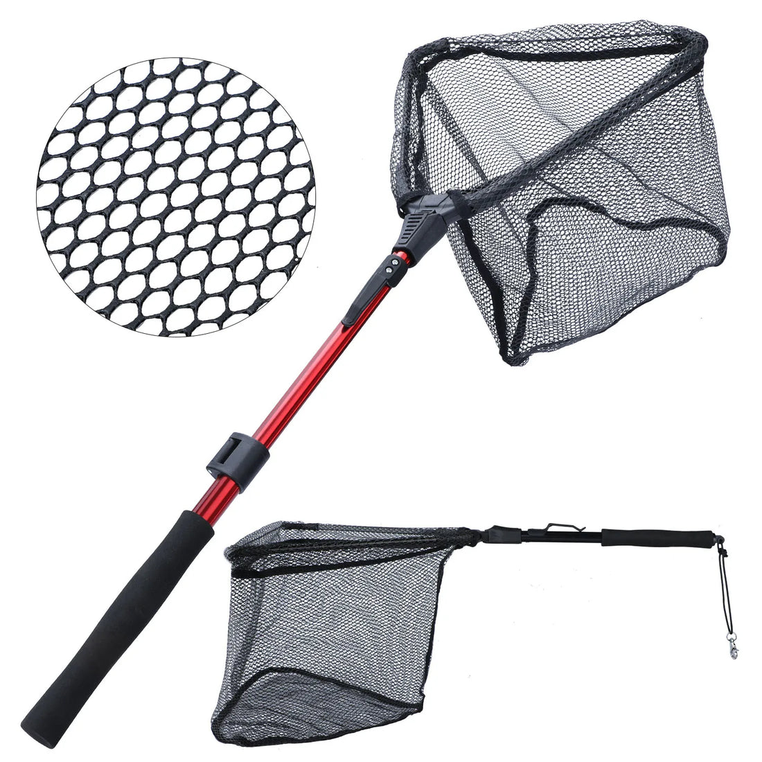 Sougayilang 65-112cm Folding Fishing Brail Net Telescopic Fishing Landing Net Scoop Net