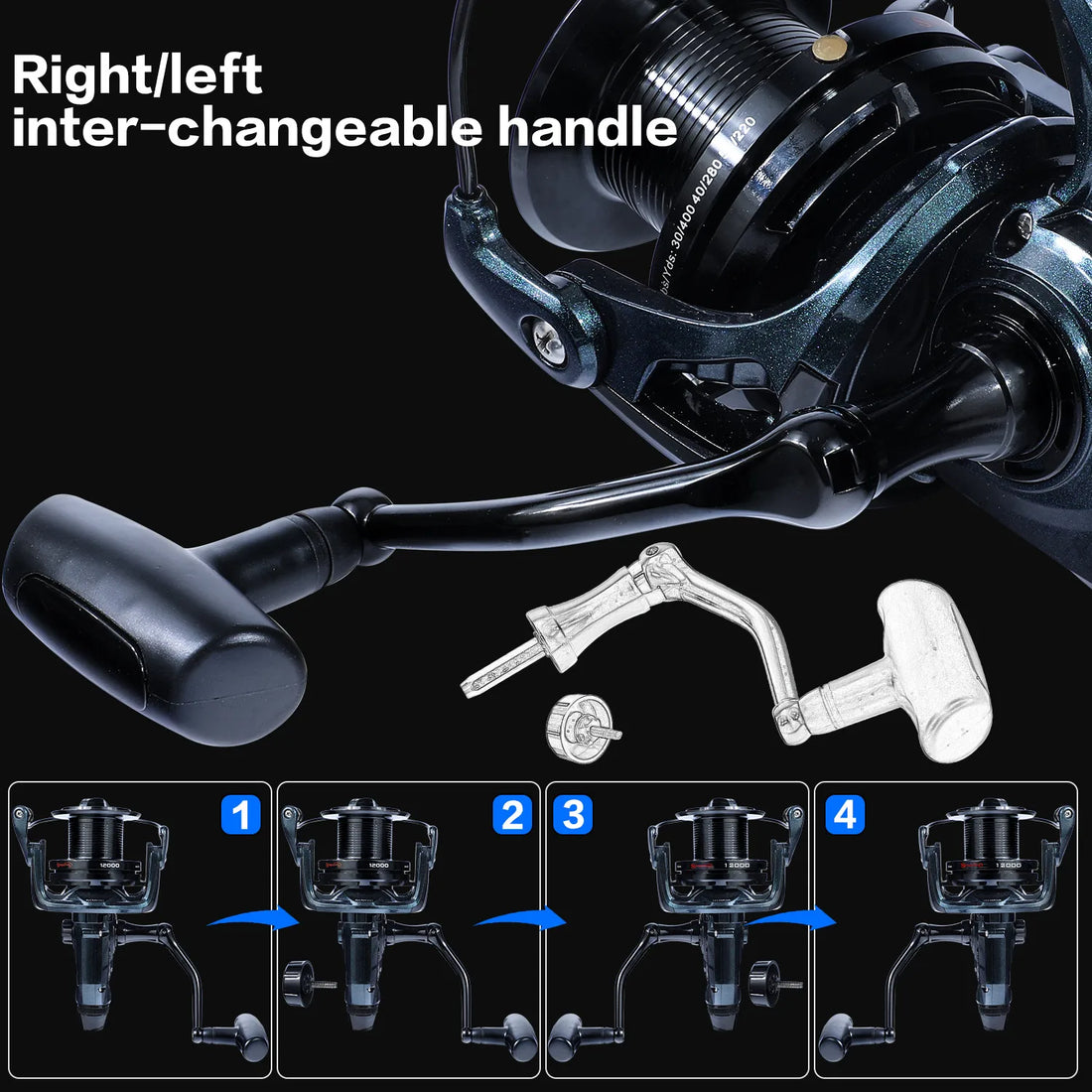 Sougayilang 9000-12000 Full Metal Fishing Reel Ultra Smooth 25KG Max Drag Spinning Reel Saltwater Freshwater Carp Fishing Tackle