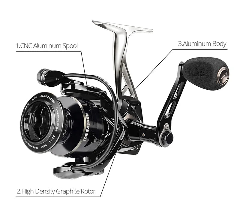 KastKing Megatron Spinning Fishing Reel 18KG Max Drag  7+1 Ball Bearings Aluminum Spool Carbon Fiber Drag Saltwater Fishing Coil