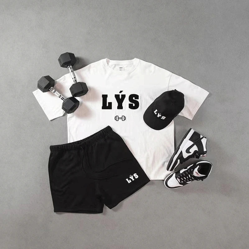 M-3XL LYS Running Cotton Shorts Men Solid Clothing Fitness Bodybuilding Short Pants Sport Homme Gym Training Beach Shorts