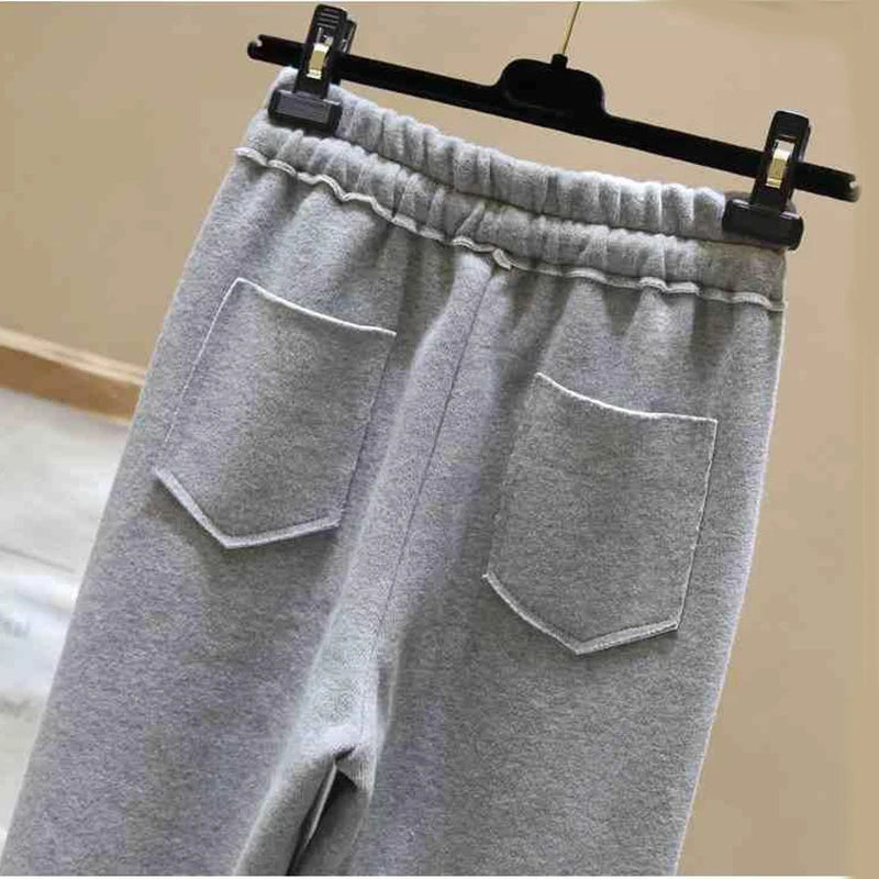 Sexy High Waist Loose Fleece Sweatpants Trousers With Pocket 2024 Fall Winter Black White Baggy Joggers Women Sweat Pants