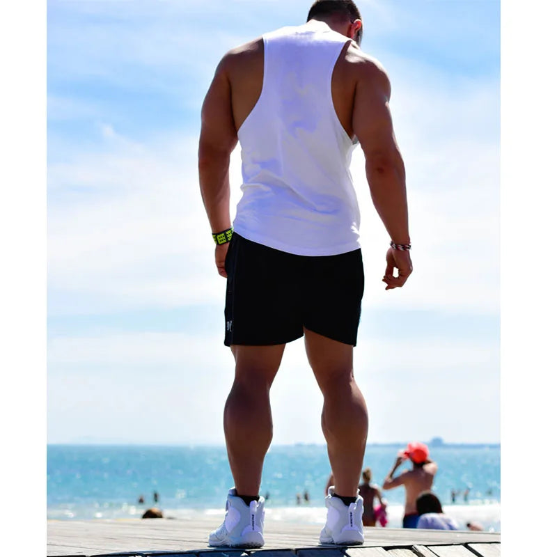 New Fashion Cotton Sleeveless Shirts Tank Top Men Fitness Shirt Mens Singlet Bodybuilding Workout Gyms Vest Fitness Men