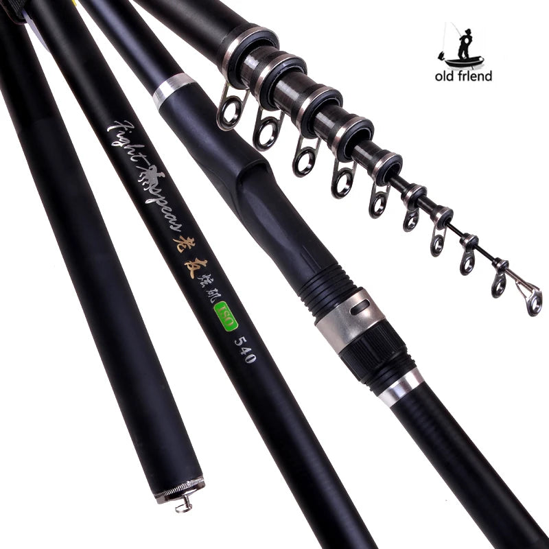 Old friend Portable RockFishing Rod4.5m 5.3m 6.0m Carp rod Telescopic Sea Fishing Rod carbon fiber  Surf Feeder Rod Spinning Rod