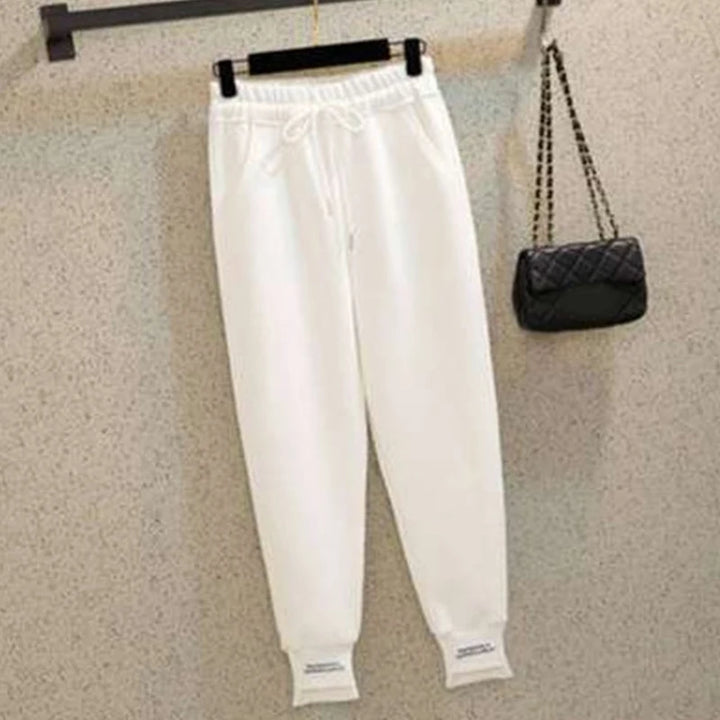 Sexy High Waist Loose Fleece Sweatpants Trousers With Pocket 2024 Fall Winter Black White Baggy Joggers Women Sweat Pants