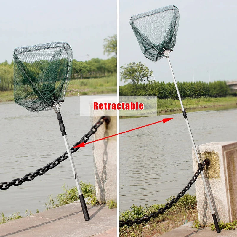 190cm 92cm 55cm Telescopic Landing Net Folding Fishing Pole Extending Fly Carp Course Sea Mesh Fishing Net For Fly Fishing