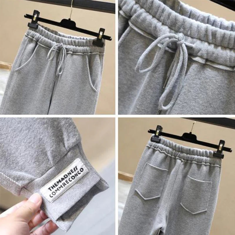 Sexy High Waist Loose Fleece Sweatpants Trousers With Pocket 2024 Fall Winter Black White Baggy Joggers Women Sweat Pants