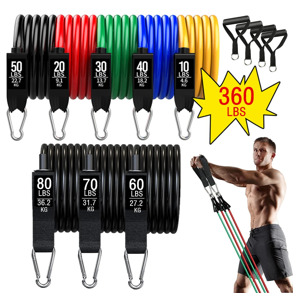 Workout Bar Fitness Resistance Bands Set Pilates Yoga Pull Rope Exercise Training Expander Gym Equipment for Home Bodybuilding