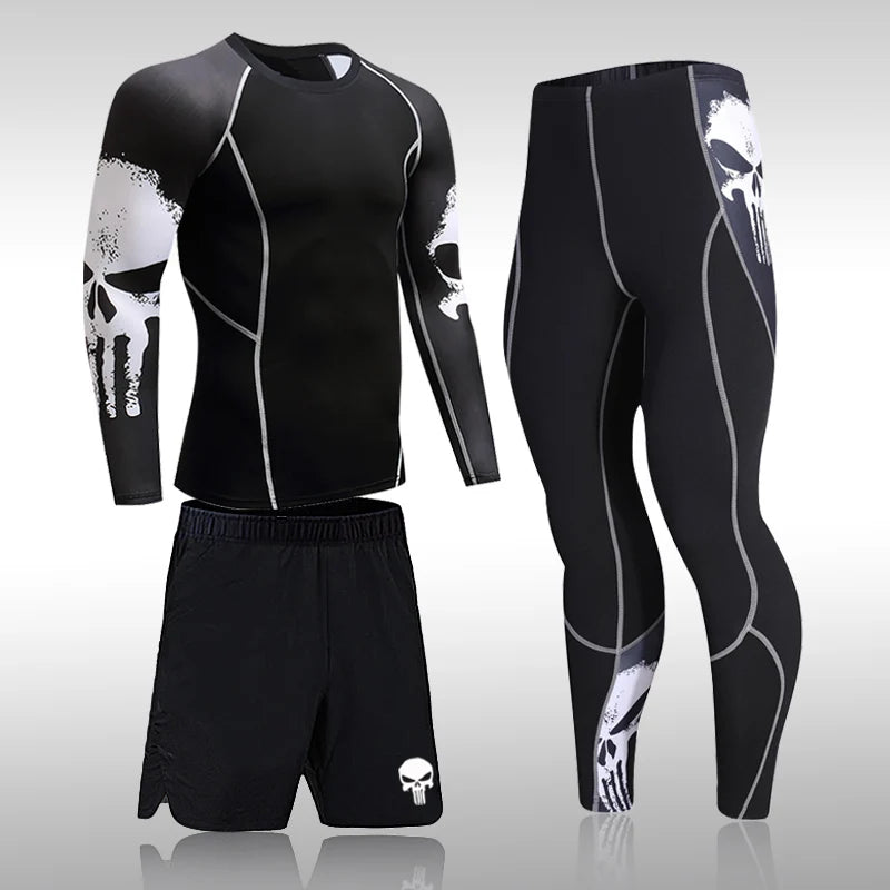 Male Quick Drying Sportswear Compression Clothing Fitness Training Kit Thermal Underwear Men's Running Sports Suit MMA Rashgard