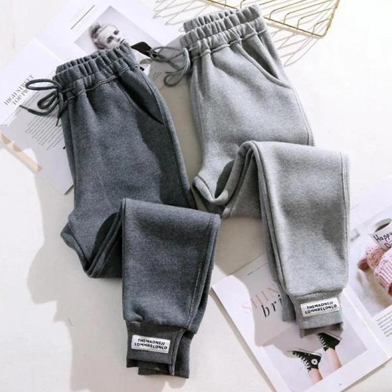 Sexy High Waist Loose Fleece Sweatpants Trousers With Pocket 2024 Fall Winter Black White Baggy Joggers Women Sweat Pants