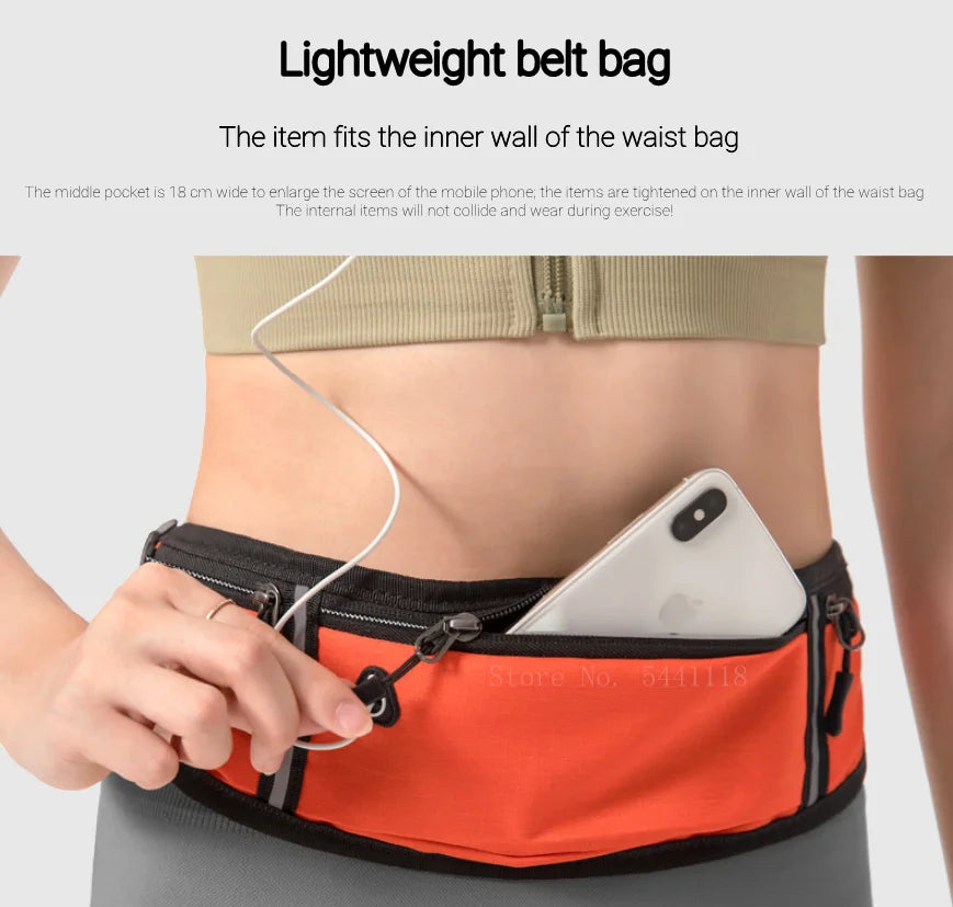 Professional Running Waist Bag Sports Belt Pouch Mobile Phone Case Men Women Hidden Pouch Gym SportsBags Running Belt Waist Pack