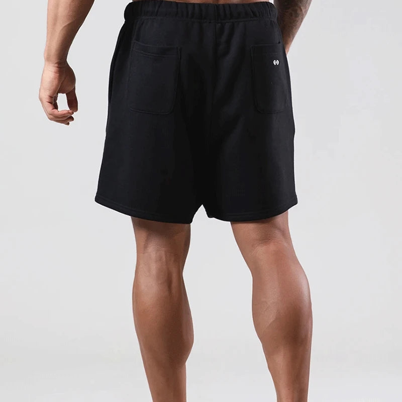 M-3XL LYS Running Cotton Shorts Men Solid Clothing Fitness Bodybuilding Short Pants Sport Homme Gym Training Beach Shorts