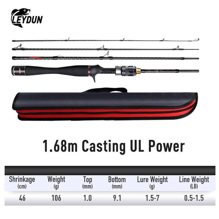 LEYDUN A-THORN Spinning 4 Section Fishing Rods High Quality Guide Ring FUJI Reel Seat Multi-section Casting Travel Feeder Rods