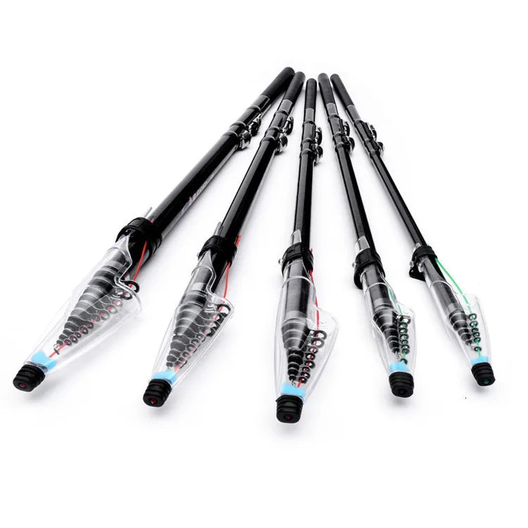 Black 2.7m 4.5m 5.4m 6.3m 7.2M Rock Fishing Rods 2-10KG Test M Power Telescopic Carbon Fishing Rod Carp Spinning Rods