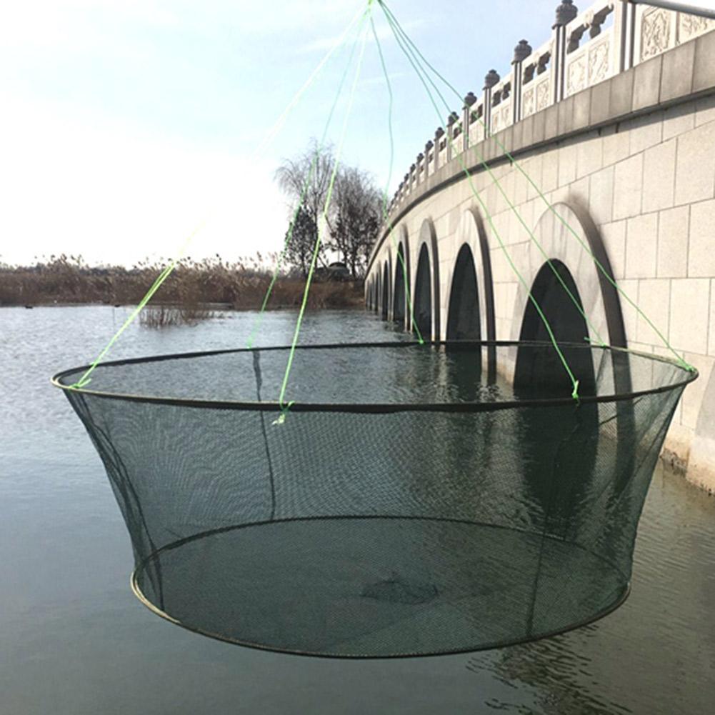 Landing Fishing Net Large Foldable Drop Net Prawn Bait Crab Shrimp Crucian Portable Mesh For Outdoor Reservoir Pond Use 80/100cm