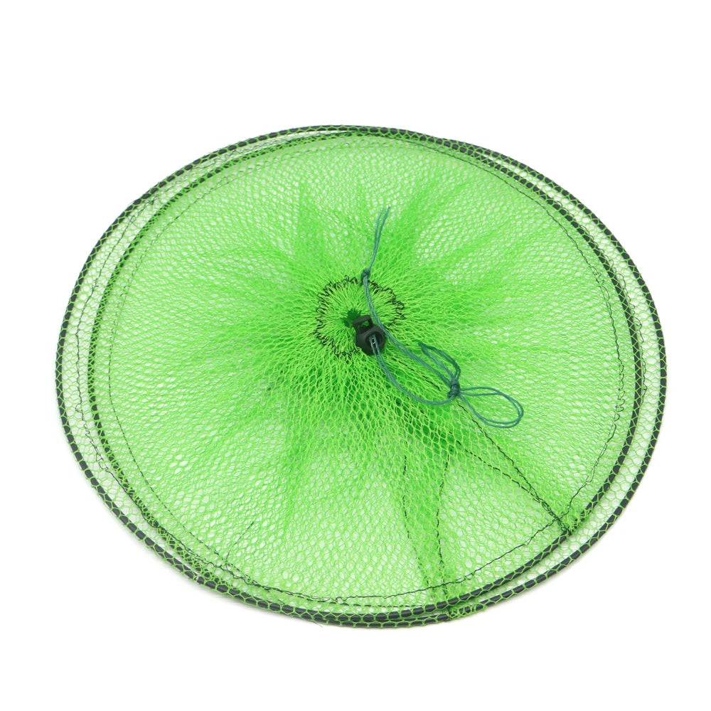 2 Layer Folding Round Nylon Mesh Metal Frame Crab Fishing Net Fish Crawdad Shrimp Minnow  Fishing Tackle Accessory