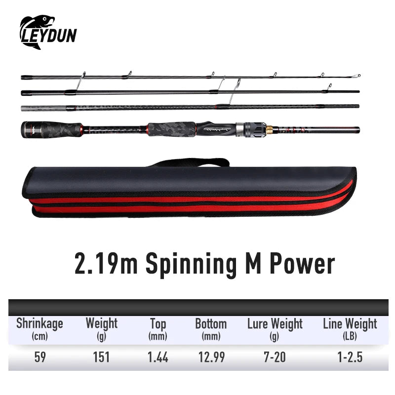 LEYDUN A-THORN Spinning 4 Section Fishing Rods High Quality Guide Ring FUJI Reel Seat Multi-section Casting Travel Feeder Rods