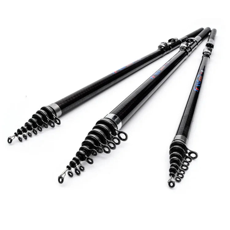 Black 2.7m 4.5m 5.4m 6.3m 7.2M Rock Fishing Rods 2-10KG Test M Power Telescopic Carbon Fishing Rod Carp Spinning Rods