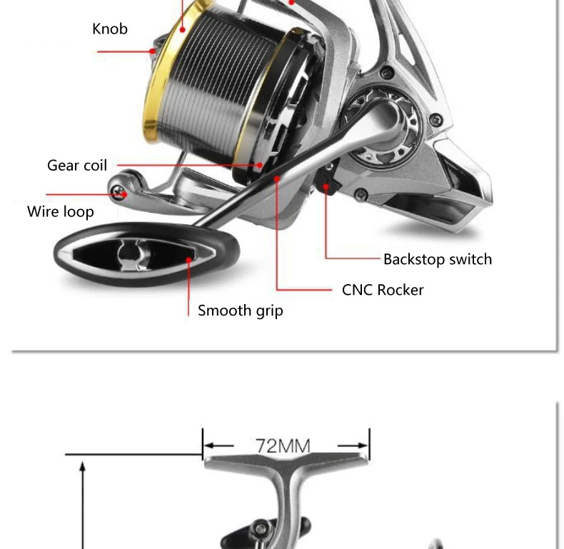 8000-14000 Series 17+1 Bearing Ultralight Long Casting Spinning Wheel Aluminum Alloy Spool 4.8:1 High Speed Fishing Reel