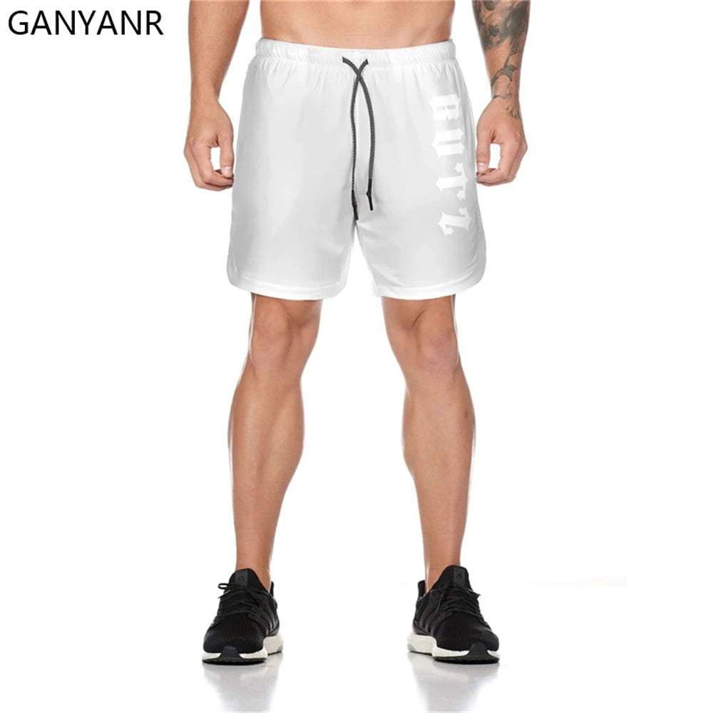 GANYANR Running Shorts Men Gym Sport Crossfit Fitness Training Basketball Sportswear Jogging Pants Soccer Workout Transparent