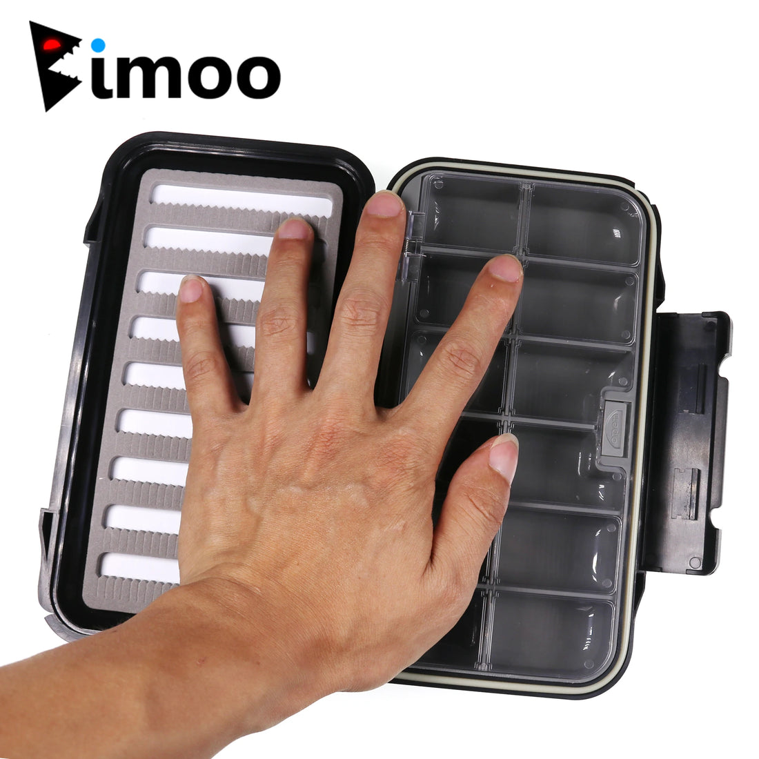 Bimoo M Size Waterproof Fishing Fly Box Fly Fishing Tackle Box Small Spoon Lure Hook Ice Jig Storage Box  7.76''x4.40''x1.81''