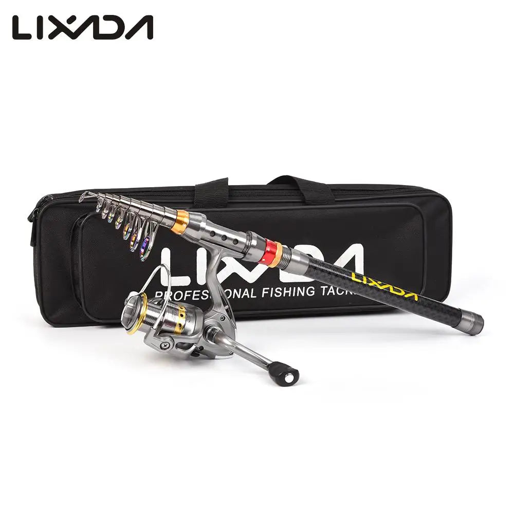 Lixada Telescopic Fishing Rod Reel Combo Full Kit Carbon Fiber Rod Pole Spinning Reel Fishing Bag Case Pesca Gear Set