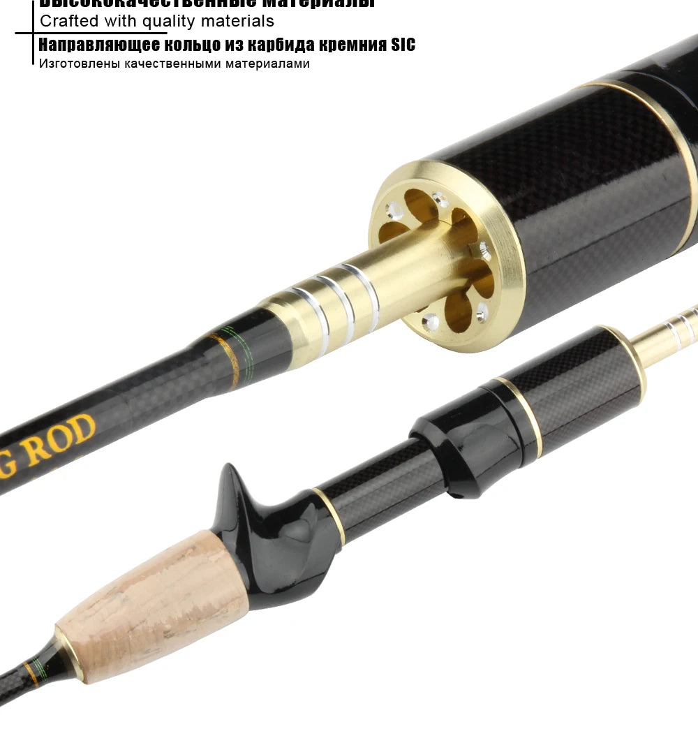 Rosewood UL Fishing Rod With Case Double Tips Utra Light Carbon Soft Lure Spinning Casting Rods 1.8m Cork Handle Hard PVC Tube