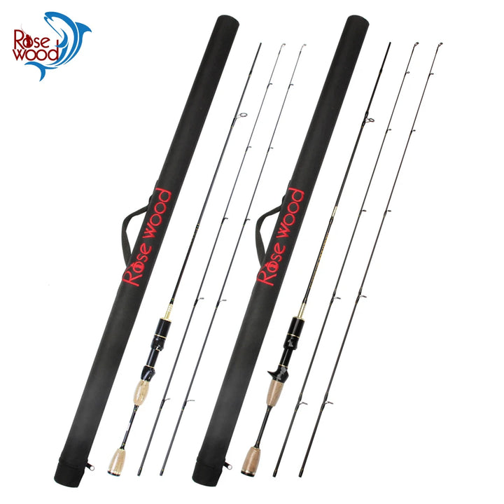 Rosewood UL Fishing Rod With Case Double Tips Utra Light Carbon Soft Lure Spinning Casting Rods 1.8m Cork Handle Hard PVC Tube