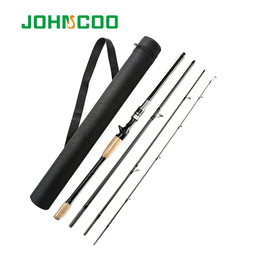 JOHNCOO Casting Rod  With Case 2.1m 2.4m 2.7m 3m Carbon Fishing Rod Travel Rod BaitCasting Rod Medium Fast action 10-25g