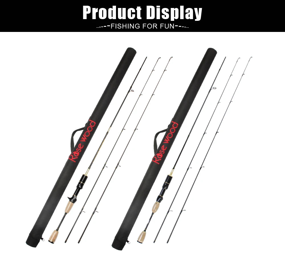 Rosewood UL Fishing Rod With Case Double Tips Utra Light Carbon Soft Lure Spinning Casting Rods 1.8m Cork Handle Hard PVC Tube