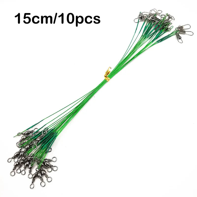 10Pcs Steel Fishing Line Steel Wire Leader With Swivel Olta Fishing Accessory Lead Core Leash Fishing Leader Wire Tackle Pesca