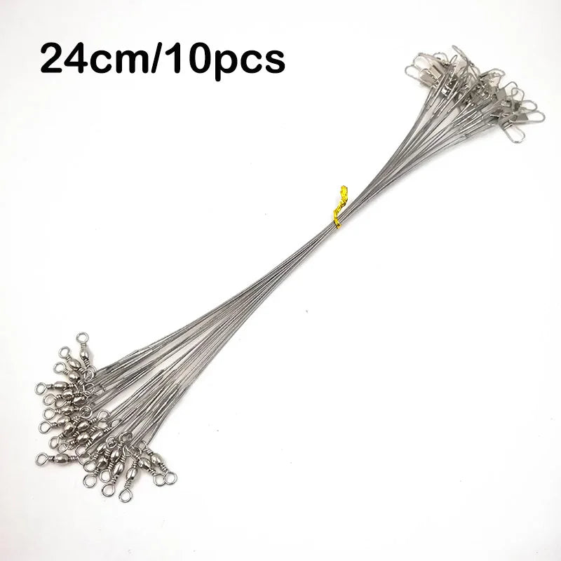 10Pcs Steel Fishing Line Steel Wire Leader With Swivel Olta Fishing Accessory Lead Core Leash Fishing Leader Wire Tackle Pesca