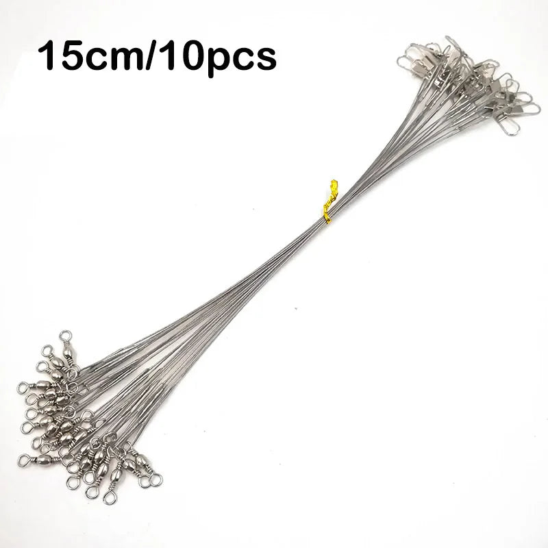 10Pcs Steel Fishing Line Steel Wire Leader With Swivel Olta Fishing Accessory Lead Core Leash Fishing Leader Wire Tackle Pesca