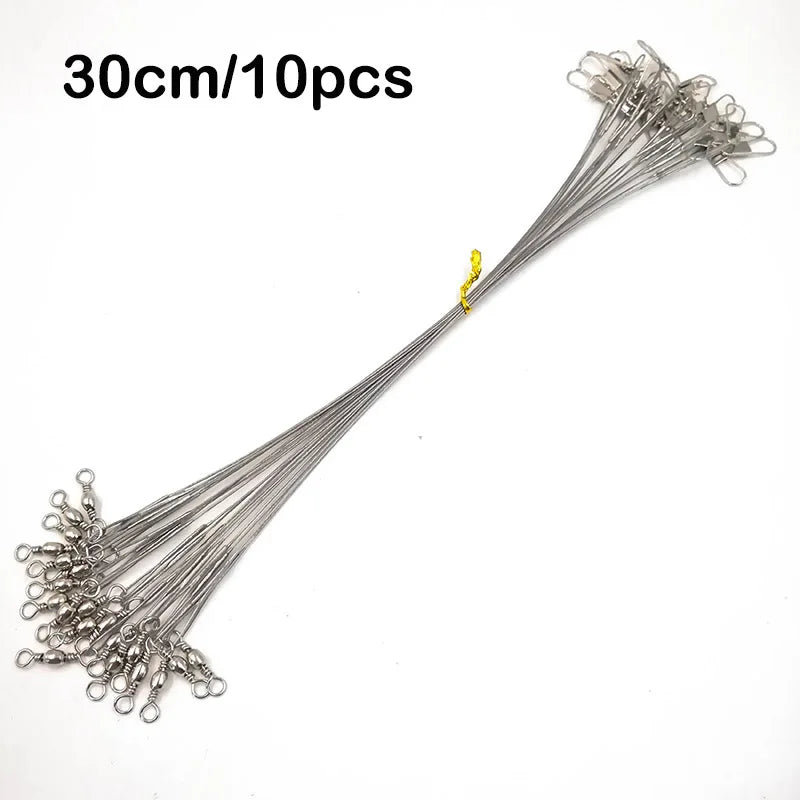 10Pcs Steel Fishing Line Steel Wire Leader With Swivel Olta Fishing Accessory Lead Core Leash Fishing Leader Wire Tackle Pesca