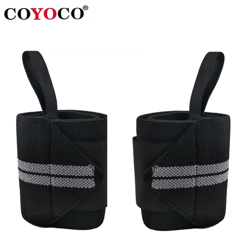 1 Pair Adjustable Bandages Weightlifting Wristbands Wrist Protector Brace Support COYOCO Brand Professional Sports Grey