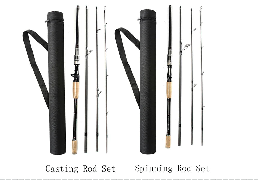 JOHNCOO Casting Rod  With Case 2.1m 2.4m 2.7m 3m Carbon Fishing Rod Travel Rod BaitCasting Rod Medium Fast action 10-25g