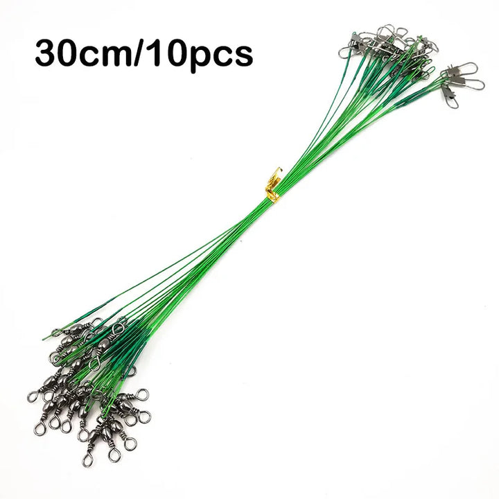 10Pcs Steel Fishing Line Steel Wire Leader With Swivel Olta Fishing Accessory Lead Core Leash Fishing Leader Wire Tackle Pesca