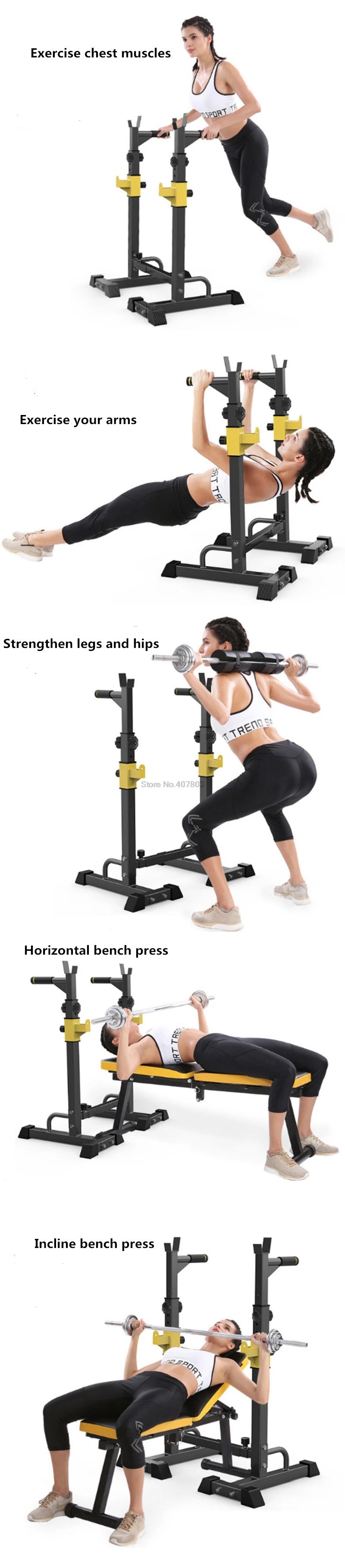 Multifunctional Weight Dumbbell Bench Rack, Weightlifting Bed, Folding Barbell, Training Bench Press, Fitness Equipment