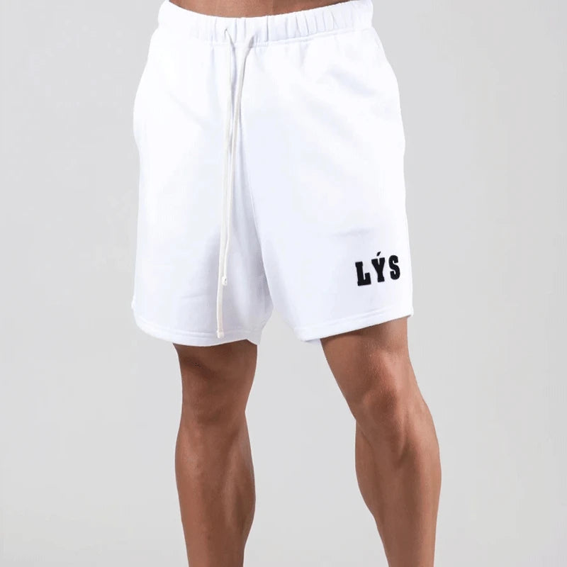 M-3XL LYS Running Cotton Shorts Men Solid Clothing Fitness Bodybuilding Short Pants Sport Homme Gym Training Beach Shorts