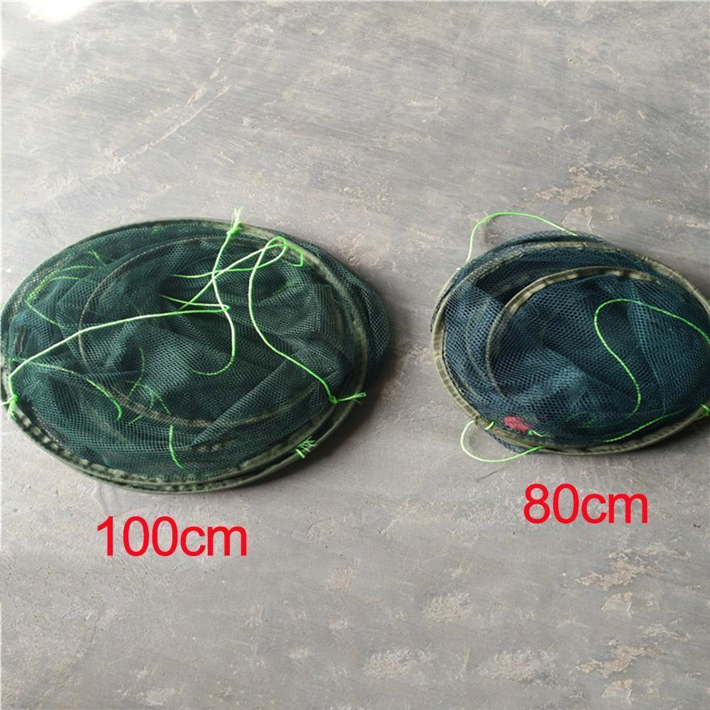 Landing Fishing Net Large Foldable Drop Net Prawn Bait Crab Shrimp Crucian Portable Mesh For Outdoor Reservoir Pond Use 80/100cm