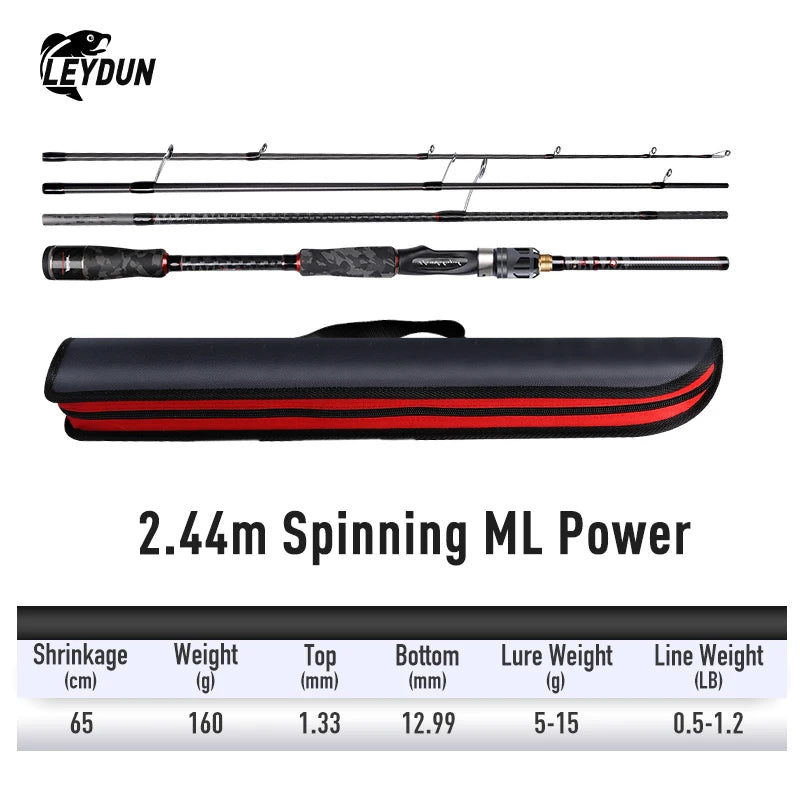 LEYDUN A-THORN Spinning 4 Section Fishing Rods High Quality Guide Ring FUJI Reel Seat Multi-section Casting Travel Feeder Rods