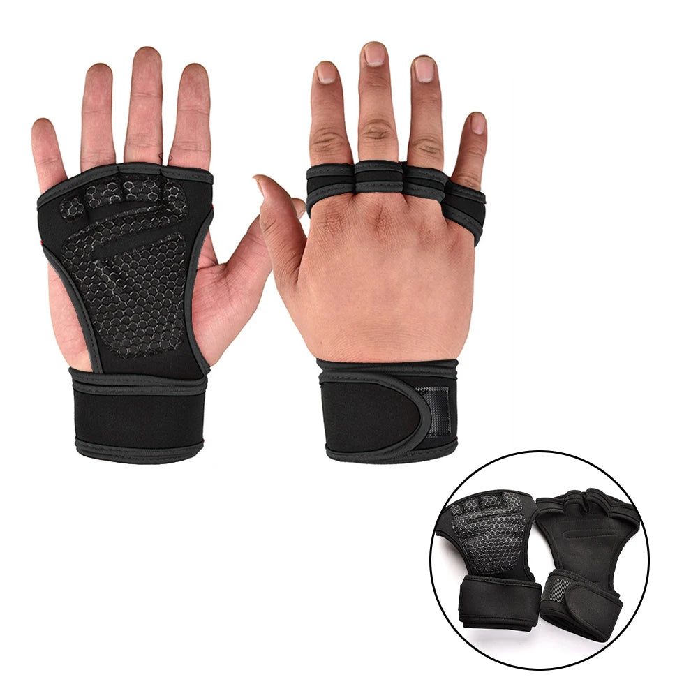 1 Pairs Weightlifting Training Gloves for Men Women Fitness Sports Body Building Gymnastics Gym Hand Wrist Palm Protector Gloves