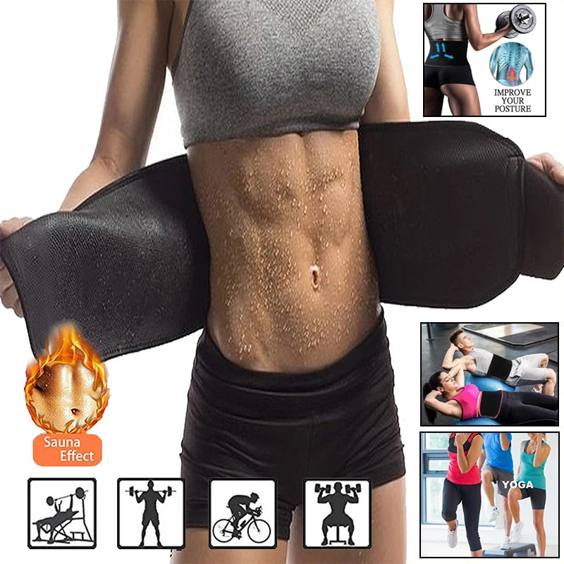 Waist Trimmer Belt Slim Men Body Shaper Cinchers Tummy Control Neoprene Sweat Wrap for Stomach and Back Lumbar Support