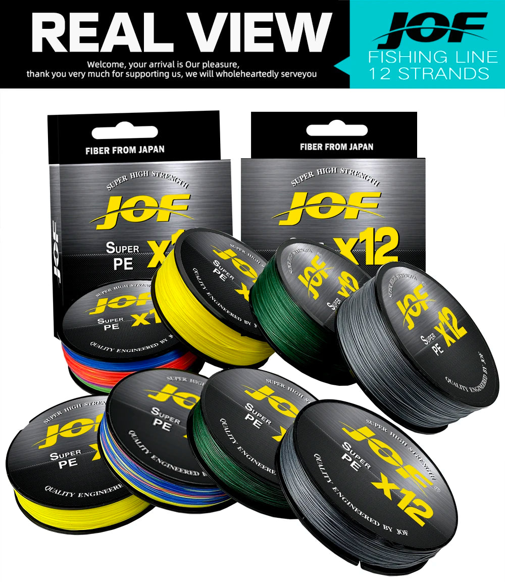 JOF X12 Upgraded Braided Fishing Lines Super Strong 12-strand Multifilament PE Line 100M 300M 500M 25LB 30LB 39LB 50LB 65LB 92LB