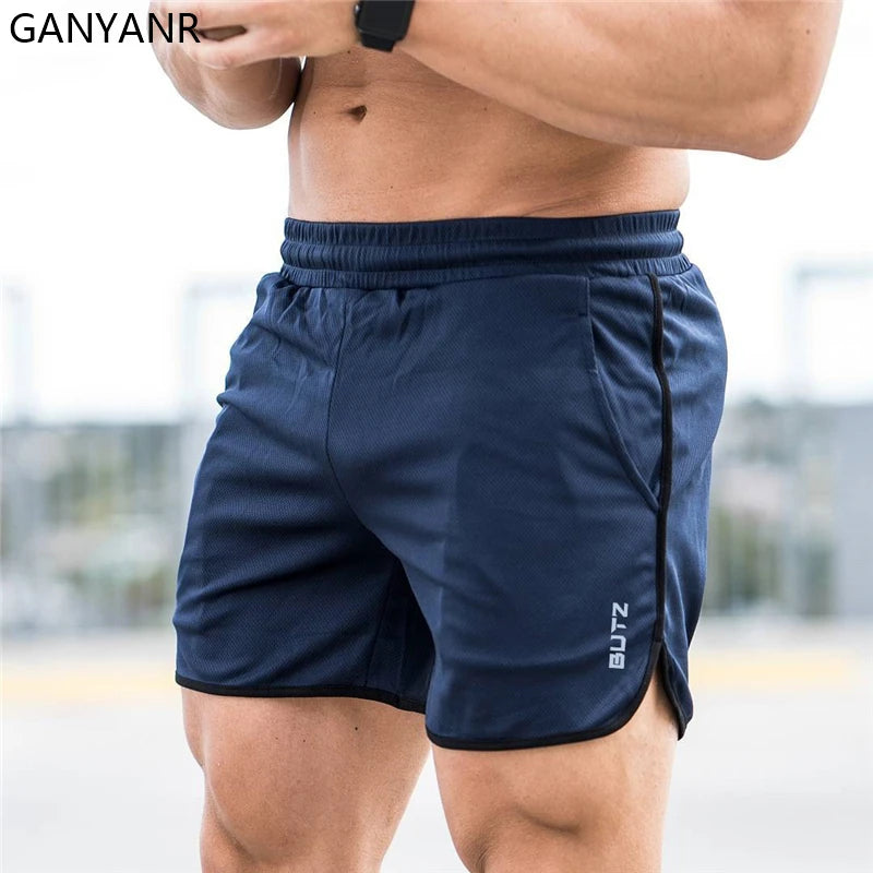 GANYANR Running Shorts Men Gym Sport Crossfit Fitness Training Basketball Sportswear Jogging Pants Soccer Workout Transparent