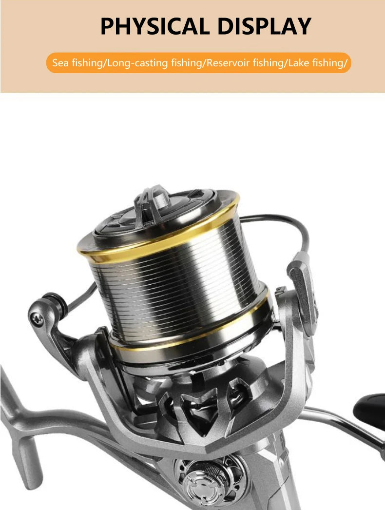 8000-14000 Series 17+1 Bearing Ultralight Long Casting Spinning Wheel Aluminum Alloy Spool 4.8:1 High Speed Fishing Reel