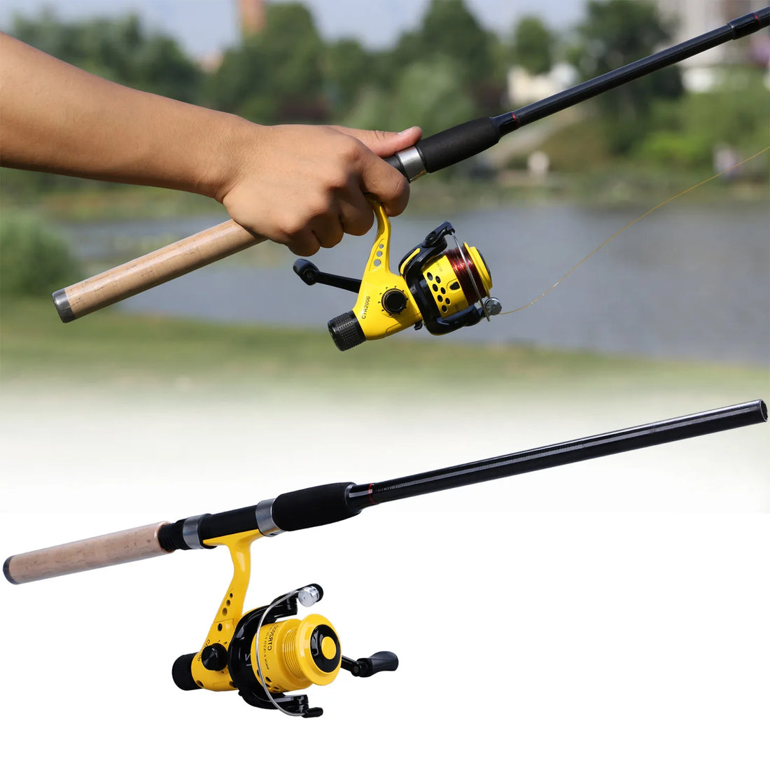 Sougayilang 3M Spinning Fishing Rod Combo L M H Power Feeder Carp Fishing Rod and 11+1BB Carp Fishing Reels Rod Line Set